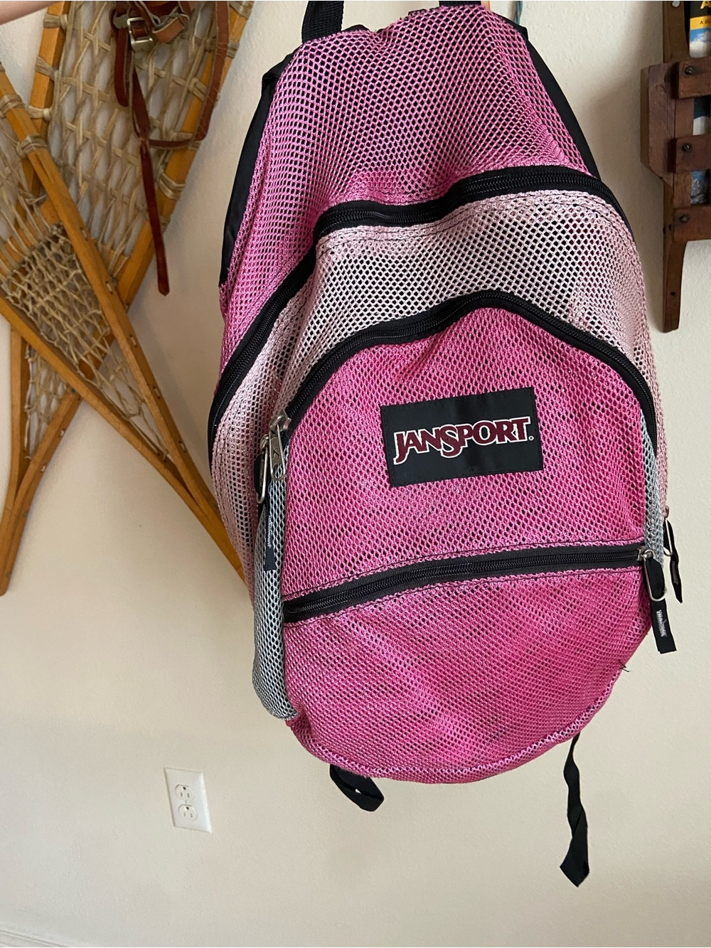 Y2K Jansport Pink Mesh Backpack